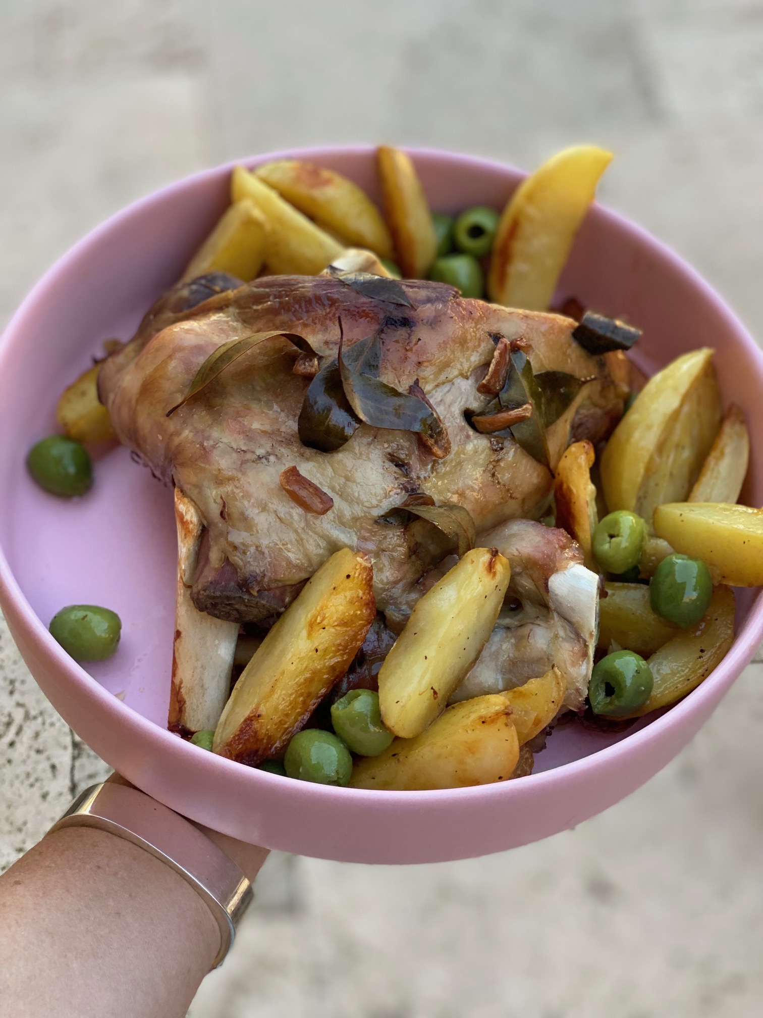 Slow Roasted Lamb with Olives and Potatoes